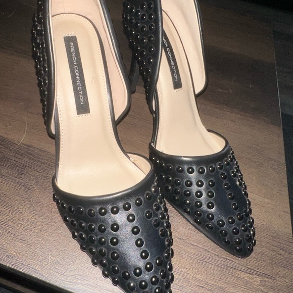 French Connection | Black Forever Studded Two Piece Pumps - Picture 5 of 5